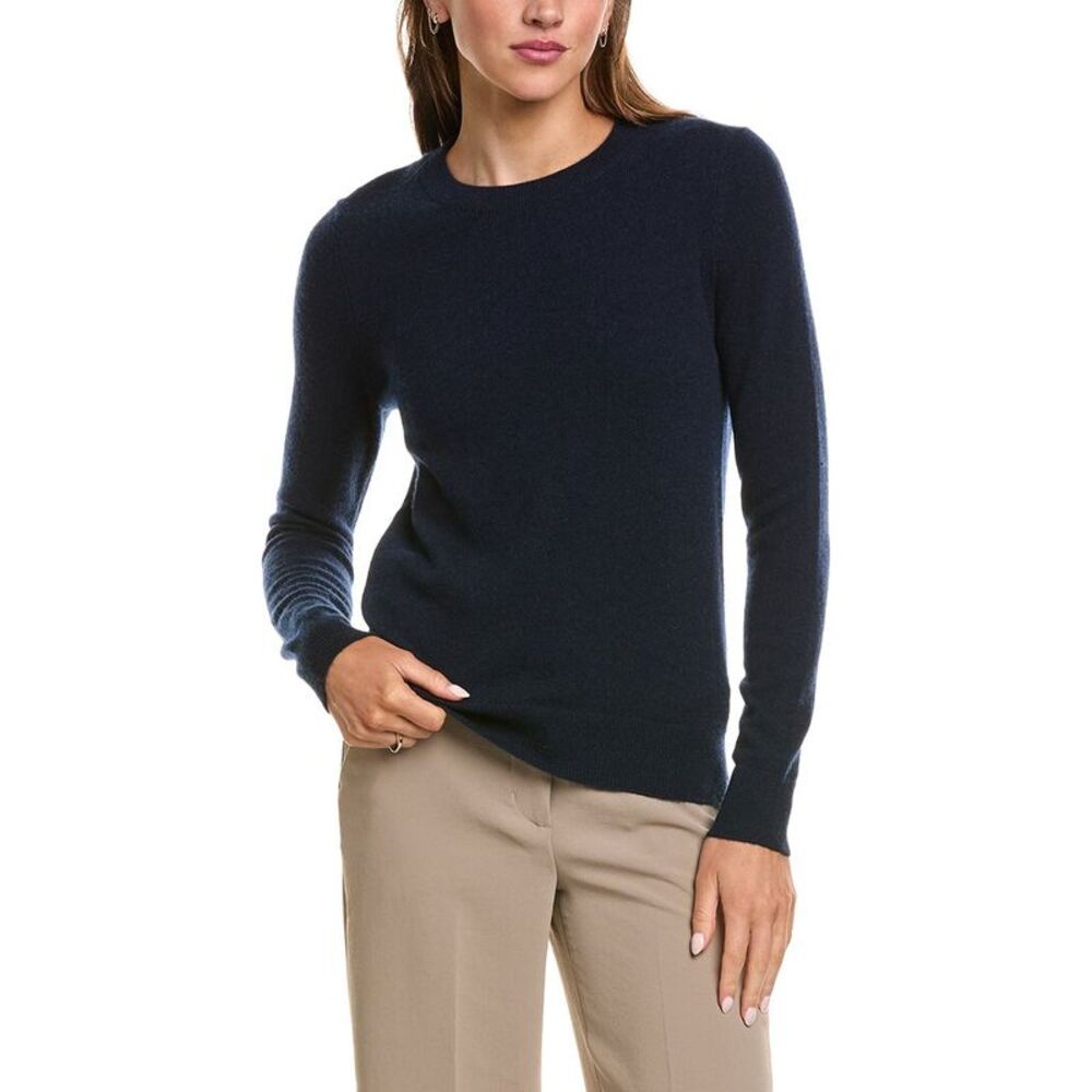 Incashmere Womens Basic Crewneck 100% Cashmere Sweater, Navy